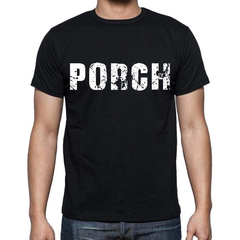 Porch White Letters Mens Short Sleeve Round Neck T-Shirt 00007