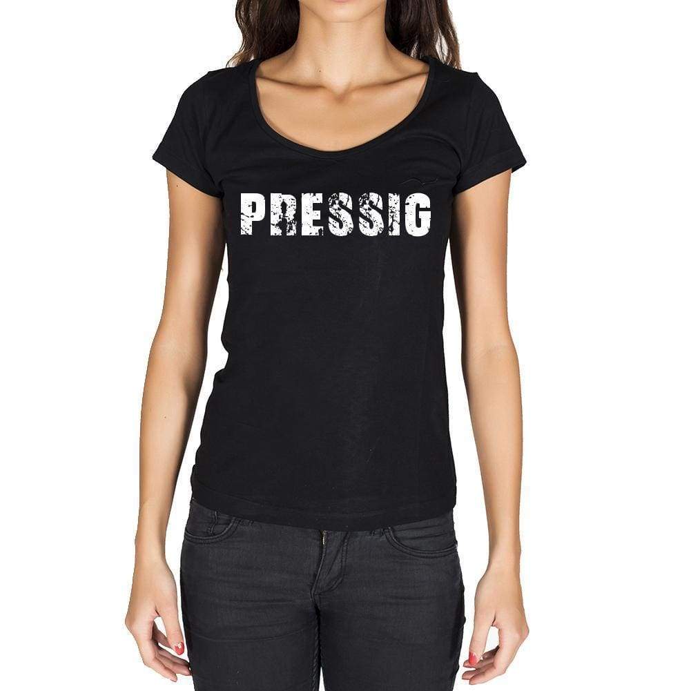 Pressig German Cities Black Womens Short Sleeve Round Neck T-Shirt 00002 - Casual