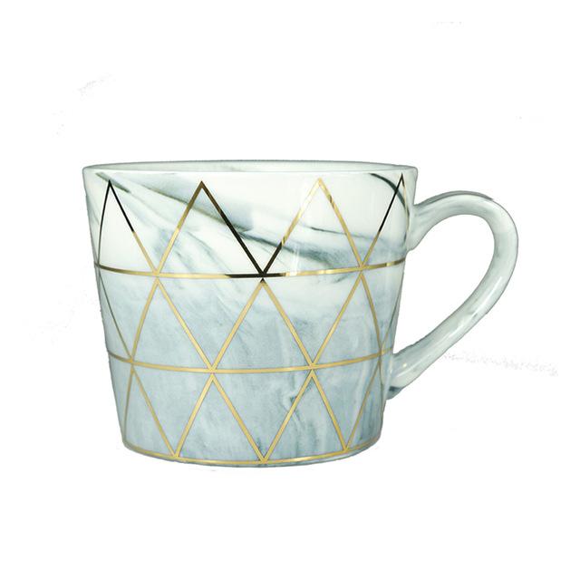 Creative Geometric Gold Line Marble Coffee Mug Porcelain Coffee Tea Cup for Water Tea Drinking Gift