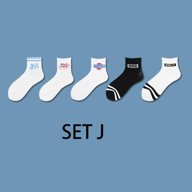 Ins Style Funny Animal Patterned Women Short Set Socks 5 Pairs Cartoon Ulzzang Cotton Ankle Breathable Female Harajuku Cool Sox