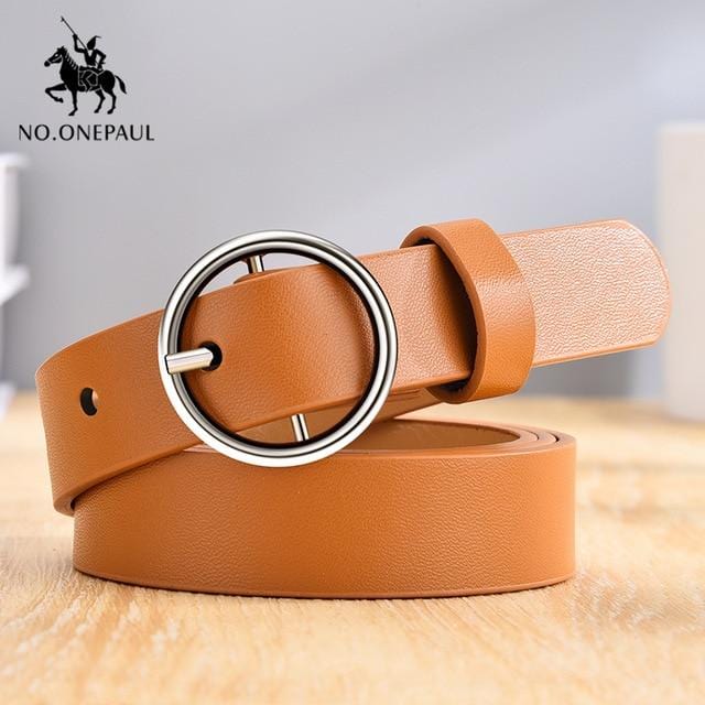 NO.ONEPAUL women belt Genuine Leather New Punk style fashion Pin Buckle jeans Decorative Belt Chain luxury brand belts for women