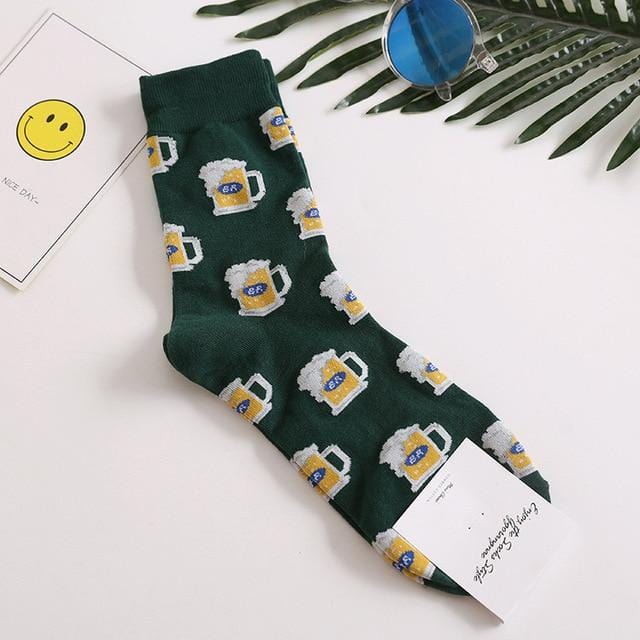 Harajuku happy socks men's funny combed cotton dress casual wedding socks colorful novelty skateboard socks men Snack pattern