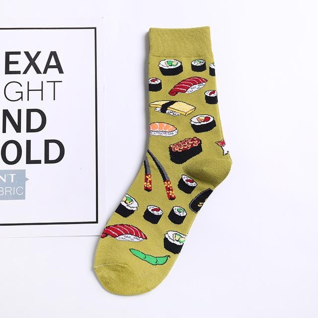 Harajuku happy socks men's funny combed cotton dress casual wedding socks colorful novelty skateboard socks men Snack pattern