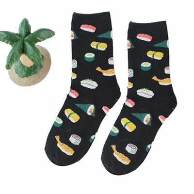 Women Happy Funny Socks With Print Art Cute Warm Winter Socks With Avocado Sushi Food Cotton Fashion Harajuku Unisex Sock 1 Pair