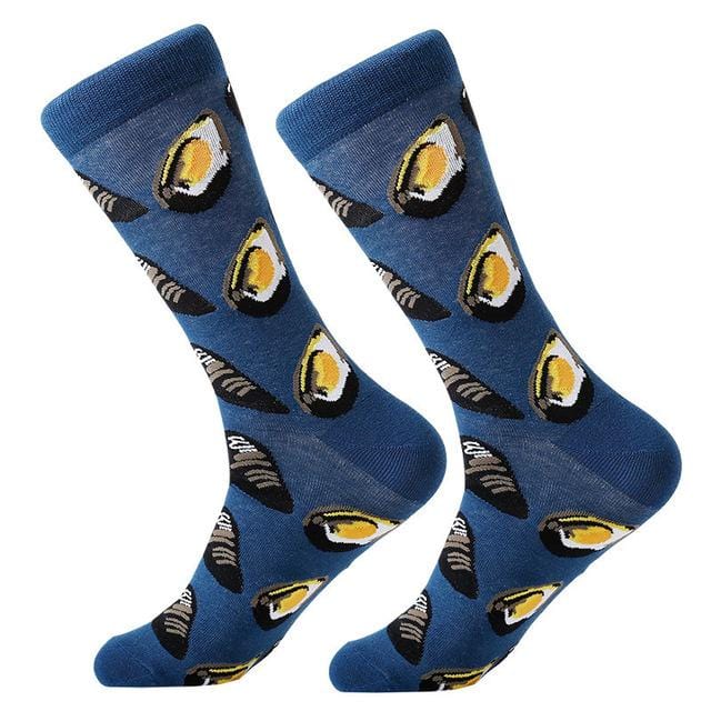 1 pair men socks combed cotton cartoon animal bird shark zebra corn watermelon sea food geometric novelty funny socks