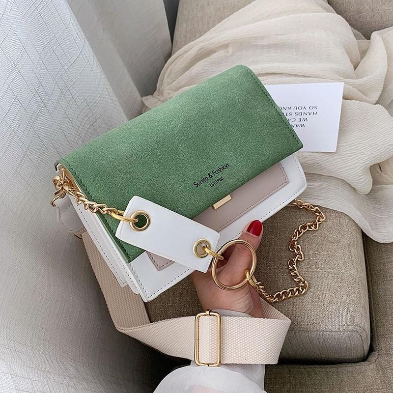 Scrub Leather Contrast Color Crossbody Bags For Women 2020 Chain Messenger Shoulder Bag Ladies Purses and Handbags Cross Body