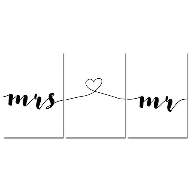 Mr Mrs Family Simple Quotes Wall Art Canvas Poster Minimalist Print Couple Anniversary Painting Picture for Living Room Decor