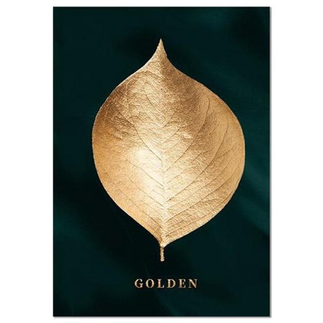 Abstract Golden Plant Leaves Wall Poster Print Modern Style Canvas Painting Art Living Room Decoration Pictures Home Decor