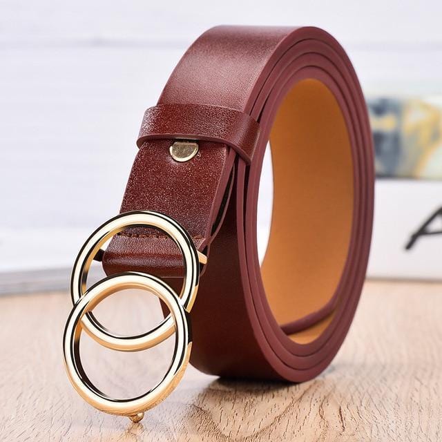 NO.ONEPAUL Designer's famous brand leatherhigh quality belt fashion alloy double ring circle buckle girl jeans dress wild belts