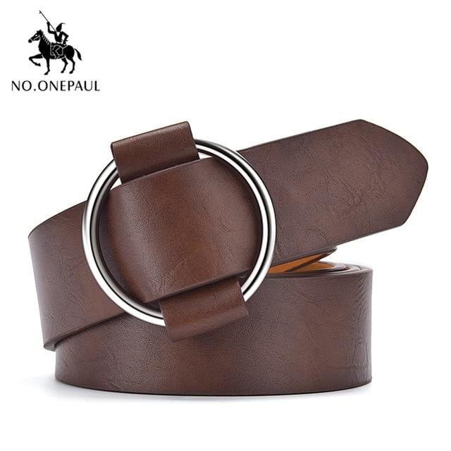 NO.ONEPAUL Designer's famous brand leatherhigh quality belt fashion alloy double ring circle buckle girl jeans dress wild belts