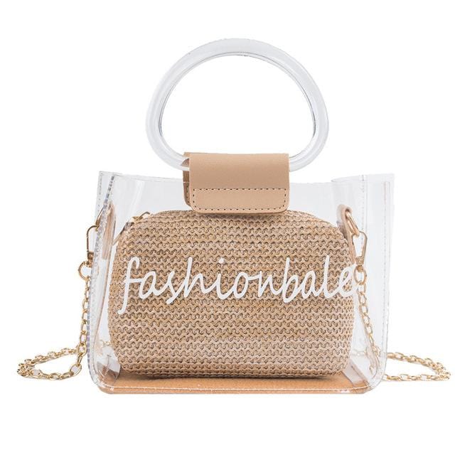 Transparent Bag Female 2020 New Wave Korean Summer Beach Messenger Bag Wild Chain Shoulder Woven Straw Fashion Handbag