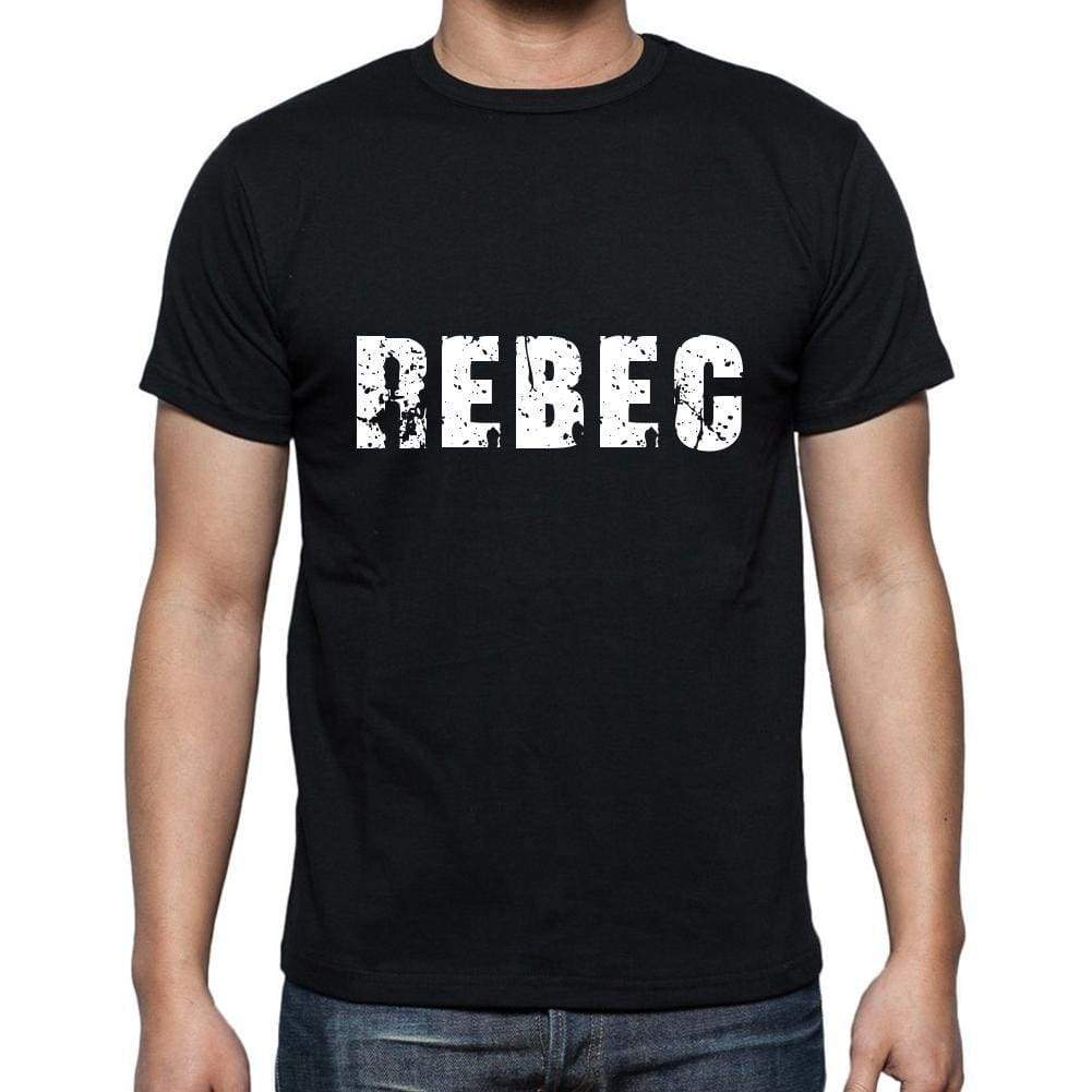 Rebec Mens Short Sleeve Round Neck T-Shirt 5 Letters Black Word 00006 - Casual