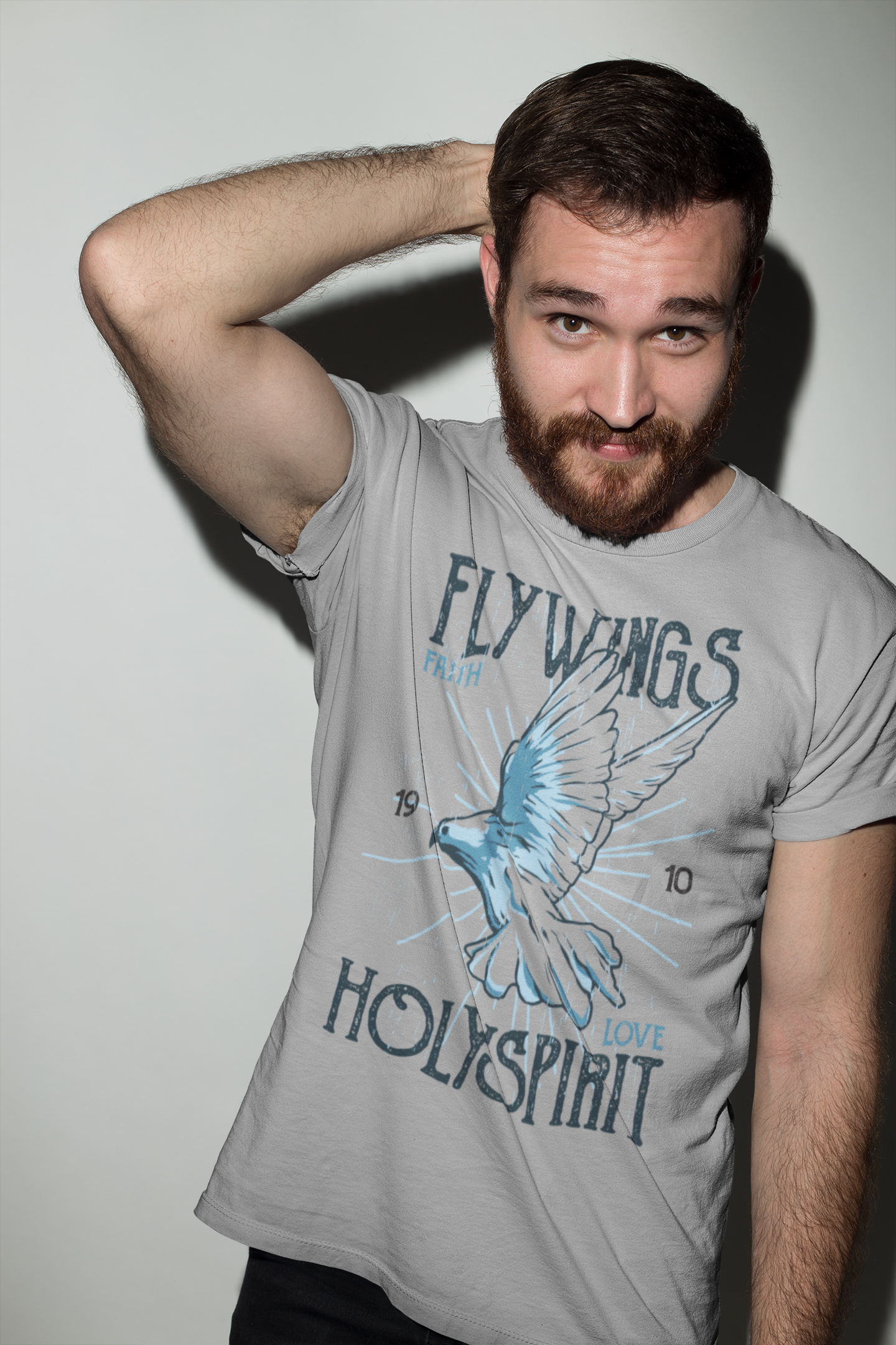 ULTRABASIC Men's Graphic T-Shirt Flywings - Faith Love Holyspirit Shirt for Men