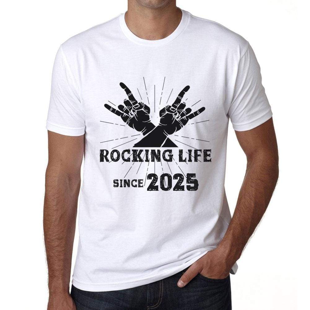Rocking Life Since 2025 Mens T-Shirt White Birthday Gift 00400 - White / Xs - Casual