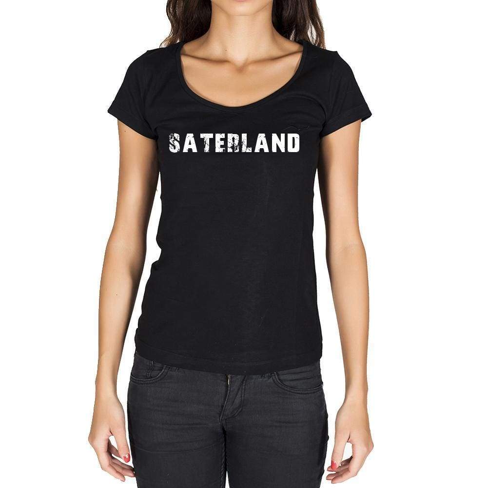 Saterland German Cities Black Womens Short Sleeve Round Neck T-Shirt 00002 - Casual