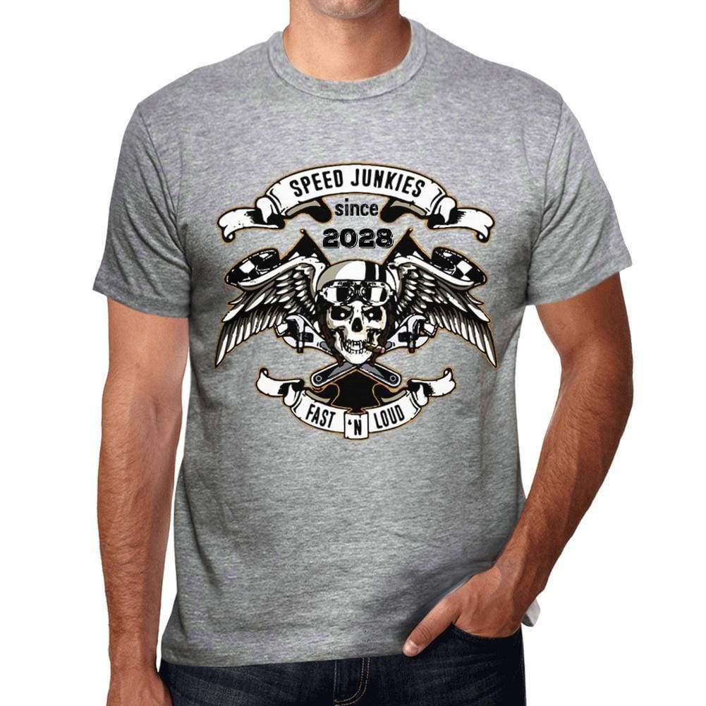 Speed Junkies Since 2028 Mens T-Shirt Grey Birthday Gift 00463 - Grey / S - Casual