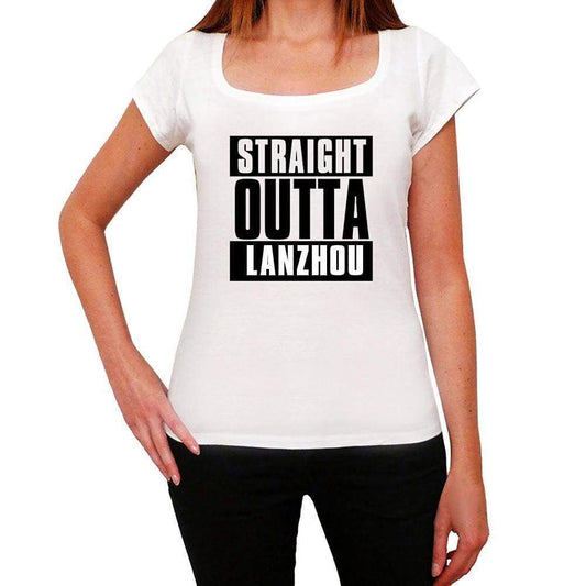 Straight Outta Lanzhou Womens Short Sleeve Round Neck T-Shirt 00026 - White / Xs - Casual