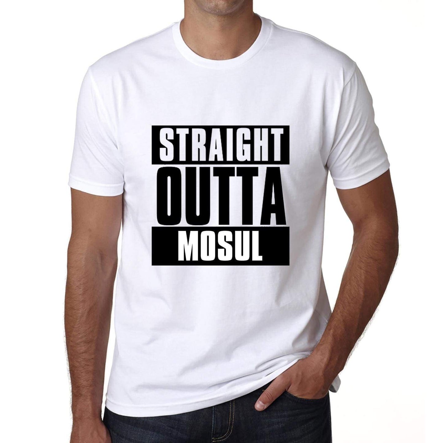 Straight Outta Mosul Mens Short Sleeve Round Neck T-Shirt 00027 - White / S - Casual