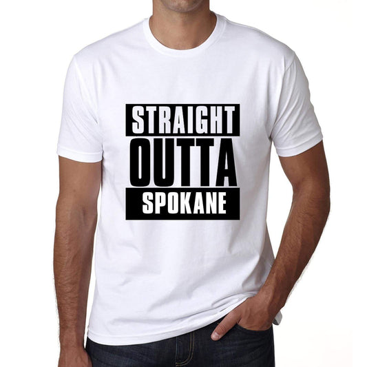 Straight Outta Spokane Mens Short Sleeve Round Neck T-Shirt 00027 - White / S - Casual