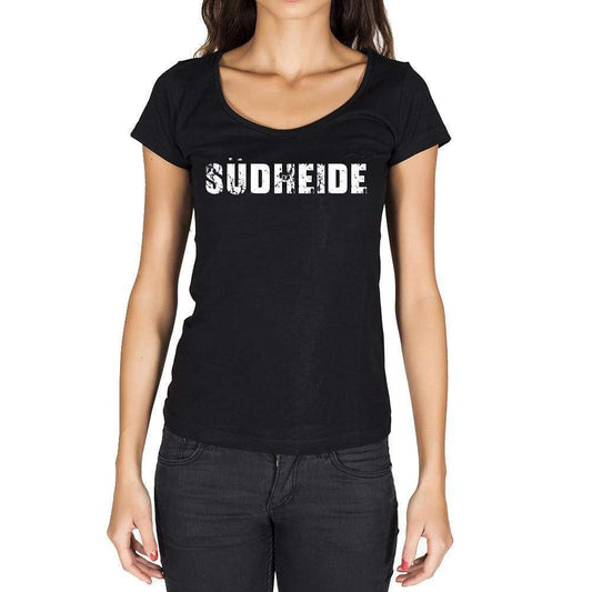 Südheide German Cities Black Womens Short Sleeve Round Neck T-Shirt 00002 - Casual