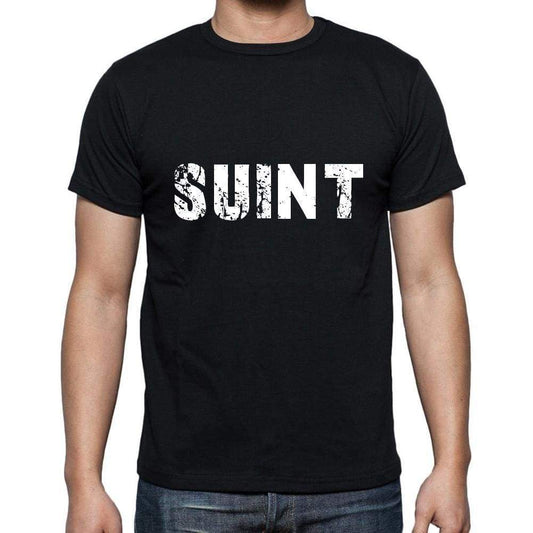 Suint Mens Short Sleeve Round Neck T-Shirt 5 Letters Black Word 00006 - Casual