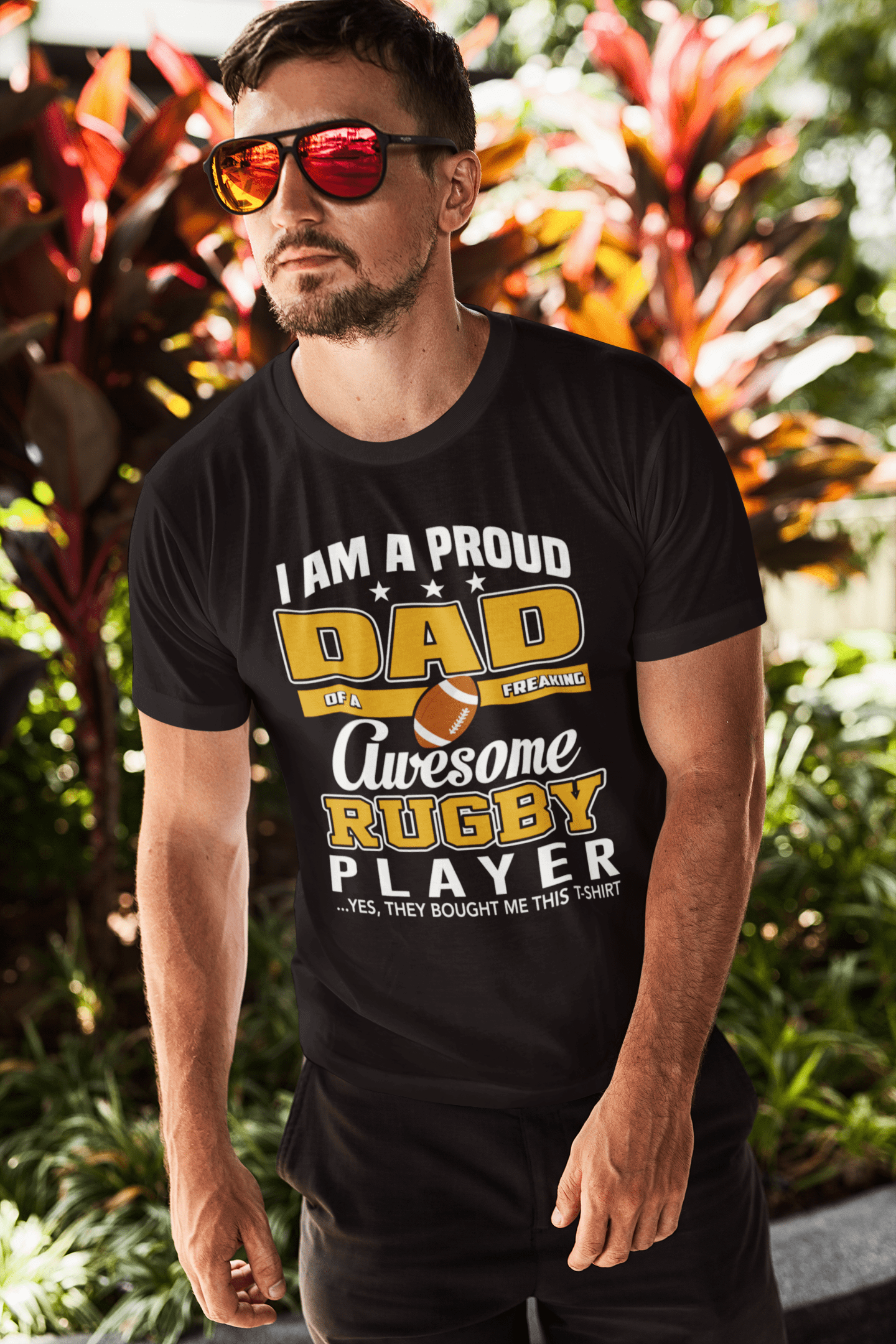 ULTRABASIC Men's T-Shirt I'm Proud Dad Of Freaking Awesome Rugby Player