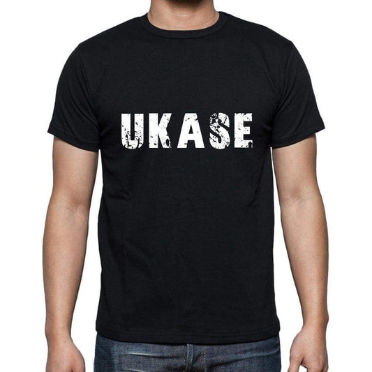 Ukase Mens Short Sleeve Round Neck T-Shirt 5 Letters Black Word 00006 - Casual