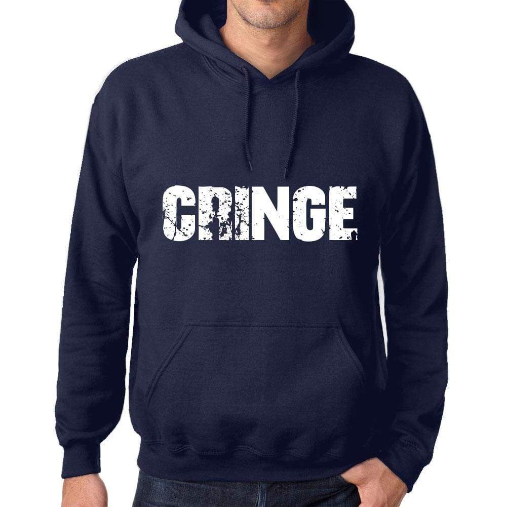 Unisex Printed Graphic Cotton Hoodie Popular Words Cringe French Navy - French Navy / Xs / Cotton - Hoodies