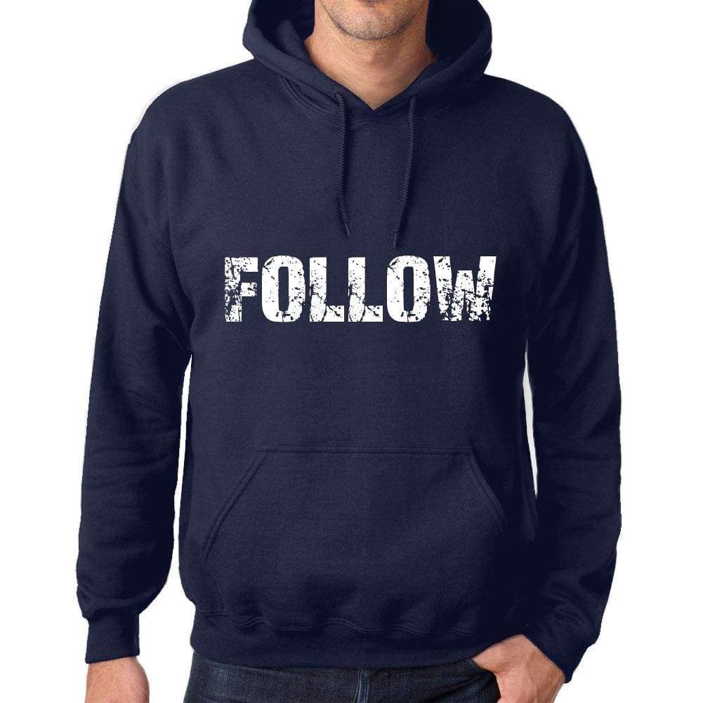 Unisex Printed Graphic Cotton Hoodie Popular Words Follow French Navy - French Navy / Xs / Cotton - Hoodies