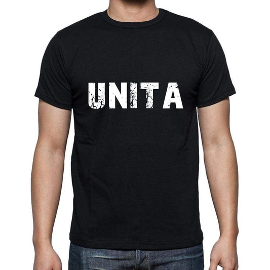 unita Men's Short Sleeve Round Neck T-shirt , 5 letters Black , word 00006 - Ultrabasic