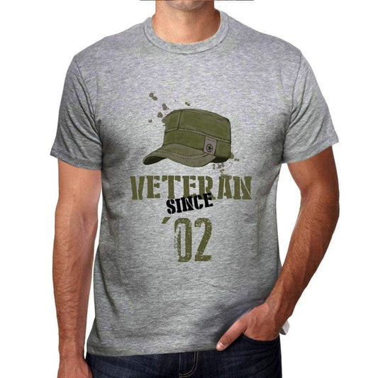 Veteran Since 02 Mens T-Shirt Grey Birthday Gift 00435 - Grey / S - Casual