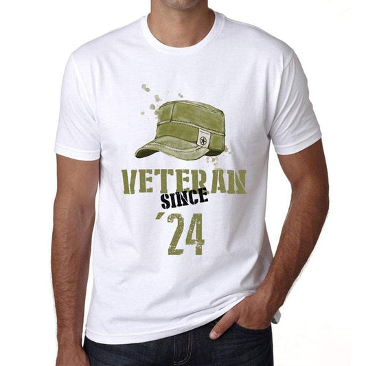 Veteran Since 24 Mens T-Shirt White Birthday Gift 00436 - White / Xs - Casual