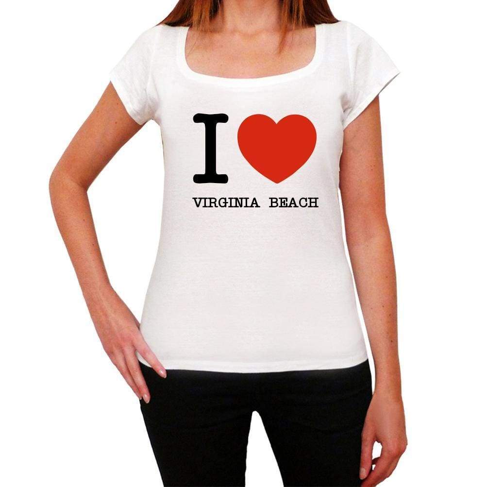 Virginia Beach I Love Citys White Womens Short Sleeve Round Neck T-Shirt 00012 - White / Xs - Casual