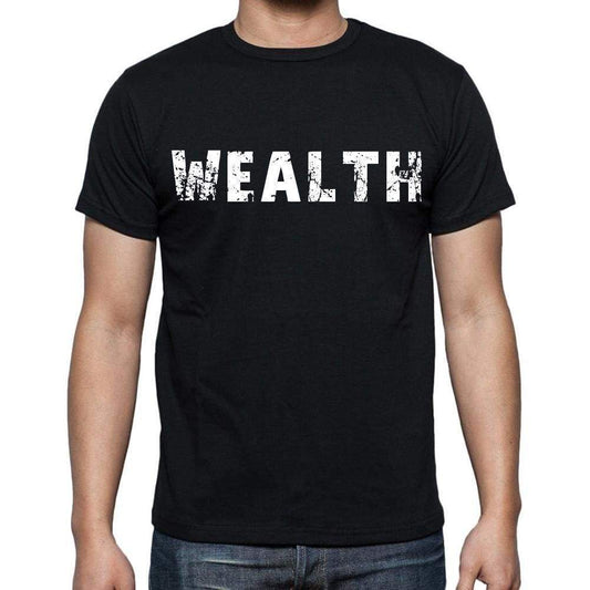 Wealth White Letters Mens Short Sleeve Round Neck T-Shirt 00007