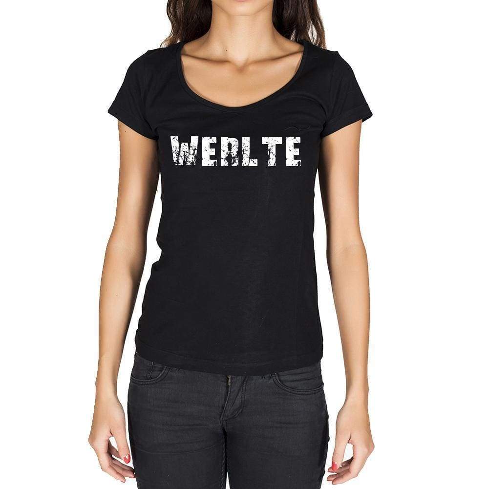 Werlte German Cities Black Womens Short Sleeve Round Neck T-Shirt 00002 - Casual