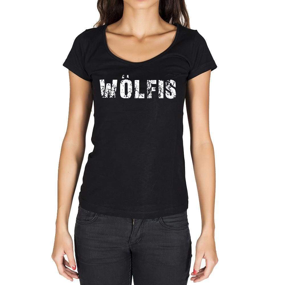Wölfis German Cities Black Womens Short Sleeve Round Neck T-Shirt 00002 - Casual