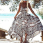 Women Summer Irregular Boho Leopard Dress Sleeveless Long Maxi Dresses - Xl